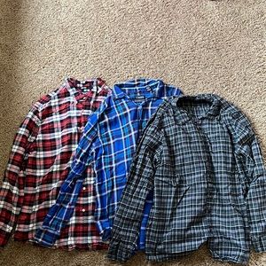 3 flannel shirts.